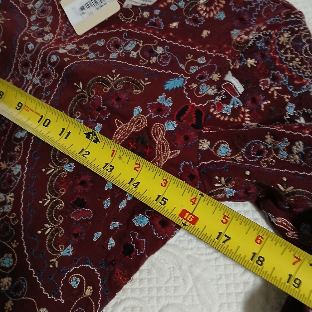 HAUTE HIPPIE dress 3/4 Sleeve MERLOT burgundy Heavily Embroidered Sheath Size 6 - Picture 4 of 15